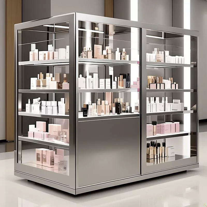 Make-up-Vitrine aus Edelstahl